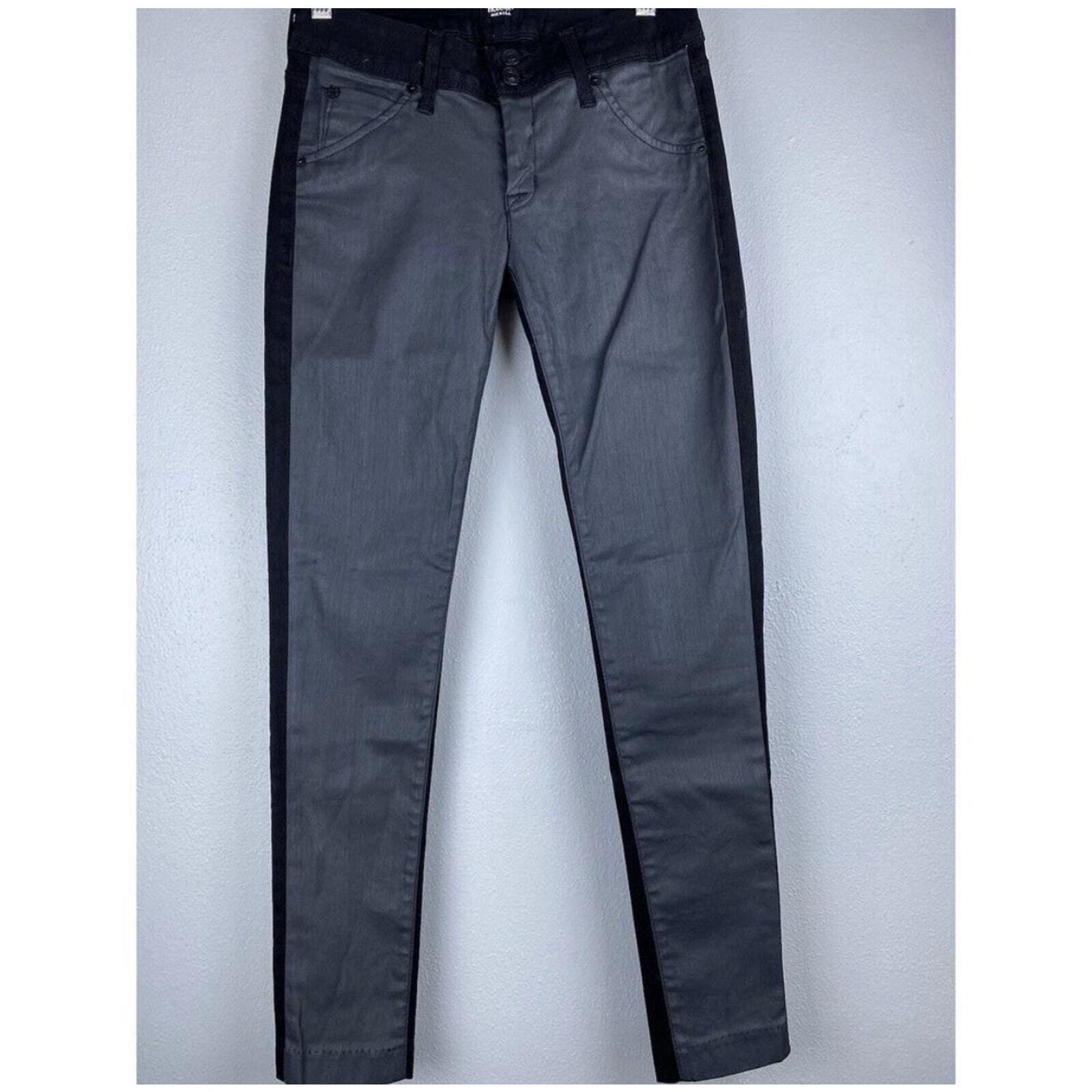 Nwt Hudson Sz 26 Blck Gray Collin Vice Versa Skinny Jeans Btn Flap Back Pckts — image 2 of 8